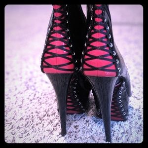 Red & Black Corset Pleaser heels